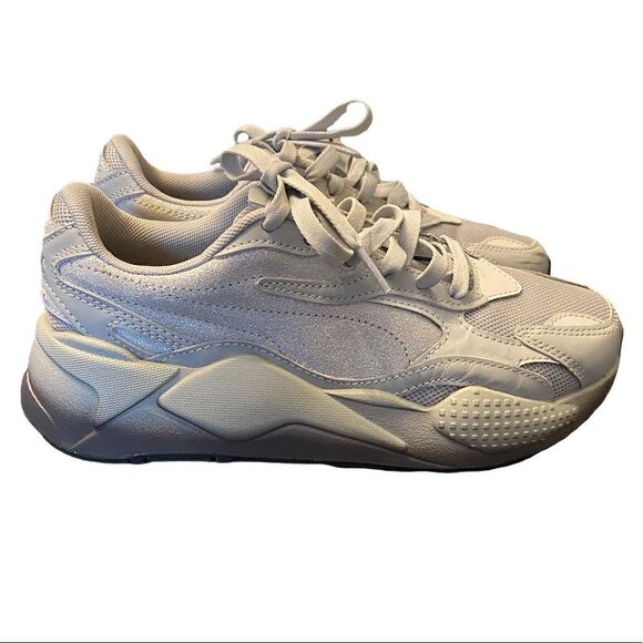 Puma Running NYC System Sz 7.5 Gray Sparkle Rhinestone Leather Running Sneakers - Picture 1 of 8
